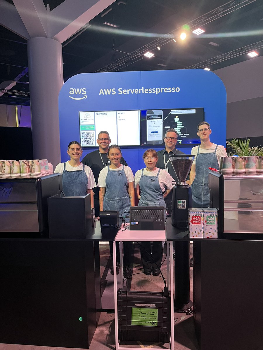 #serverlesspresso is ready to take orders at the @AWSCloudANZ Summit in Sydney! Come and get some! 😀 cc @edjgeek @benjamin_l_s