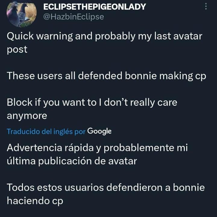 Alma_Sims_25's tweet photo. @HazbinEclipse  This person is slandering me and assuring that I defend the PC.
Obviously false.
She also has the nerve to say that I offended her, when she was the only one who insulted everyone.

PLEASE accept your mistakes at first, don't be a hypocrite.
#avatar https://t.co/jFhrLE9qQl