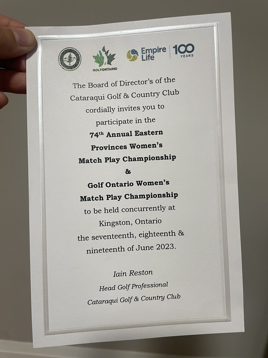 Shoutout to @Catgandcc for the invititation in the mail for the @TheGolfOntario Women’s Match Play and the 74th Annual Eastern Provinces Women’s Match Play Championship!👏🏻⛳️🏌🏼‍♀️ #TheLittleThings #NiceTouch #WomenInGolf