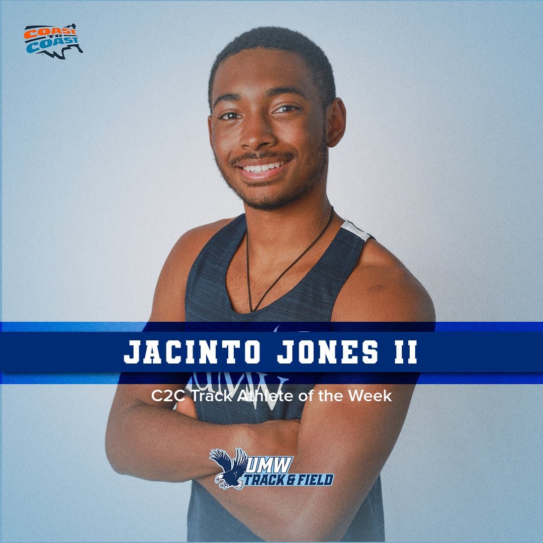 After clocking in a 48.74 in the 400m, Jacinto Jones II is C2C track athlete of the week! Keep it up JD! #umwxctf #getdirtygowash #umwathletics #marywash