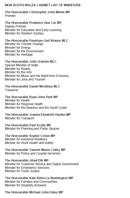 political_alert's tweet photo. NSW Premier Chris Minns has announced his government’s first full Ministry #nswpol https://t.co/aOR8pmDR8P