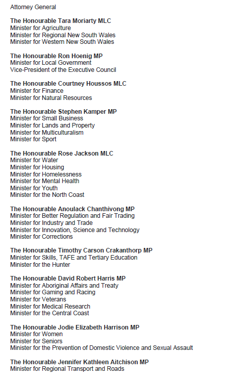political_alert's tweet photo. NSW Premier Chris Minns has announced his government’s first full Ministry #nswpol https://t.co/aOR8pmDR8P