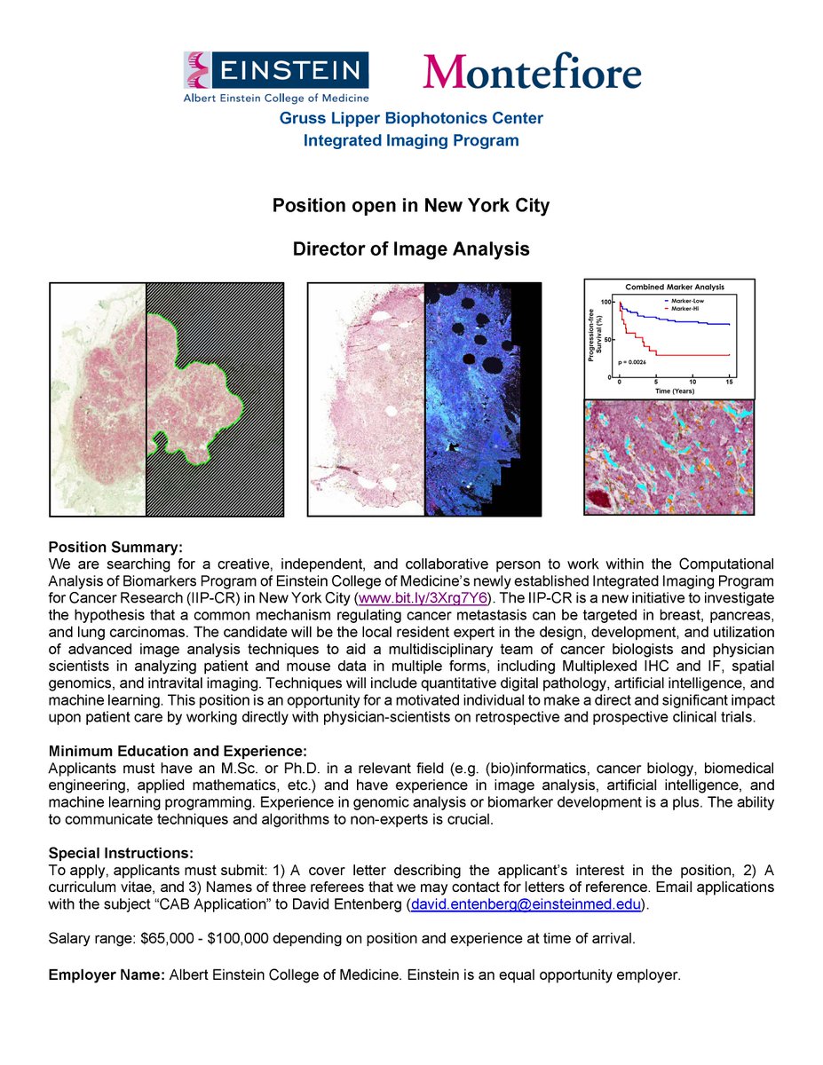 We are hiring for a new position! 

Interested in using your machine learning / image analysis skills to make a difference and help cancer patients? 

Come work with a fantastic group of physician scientists to create diagnostics and therapeutics!