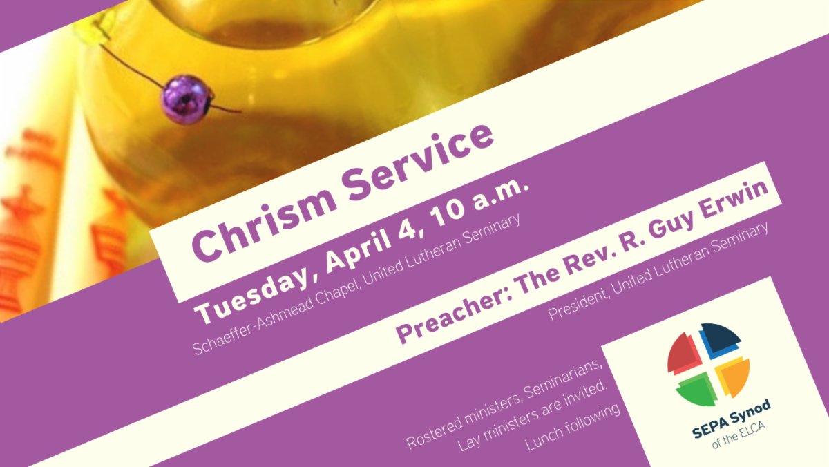 Join us for the Chrism service tomorrow, Tuesday, at 10 am in-person or online at our YouTube (YouTube.com/sepasynod) and Facebook (facebook.com/sepasynod) pages. conta.cc/3nI9ioY