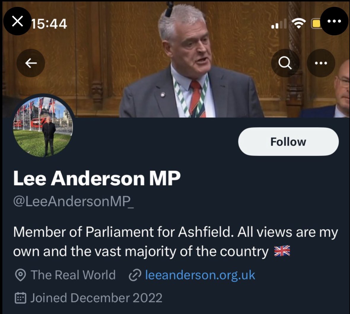 I'm howling laughing 😂

<a href="/LeeAndersonMP_/">Lee Anderson MP</a> quickly changed his bio from NOT including Conservative to now, since my tweet earlier, adding a Tory reference

Then he tells me to "act your age" 😂

Lee luv, get a grip 😂

RT gang 🙏🏼 It's too funny not to
#ToriesDeletingTory