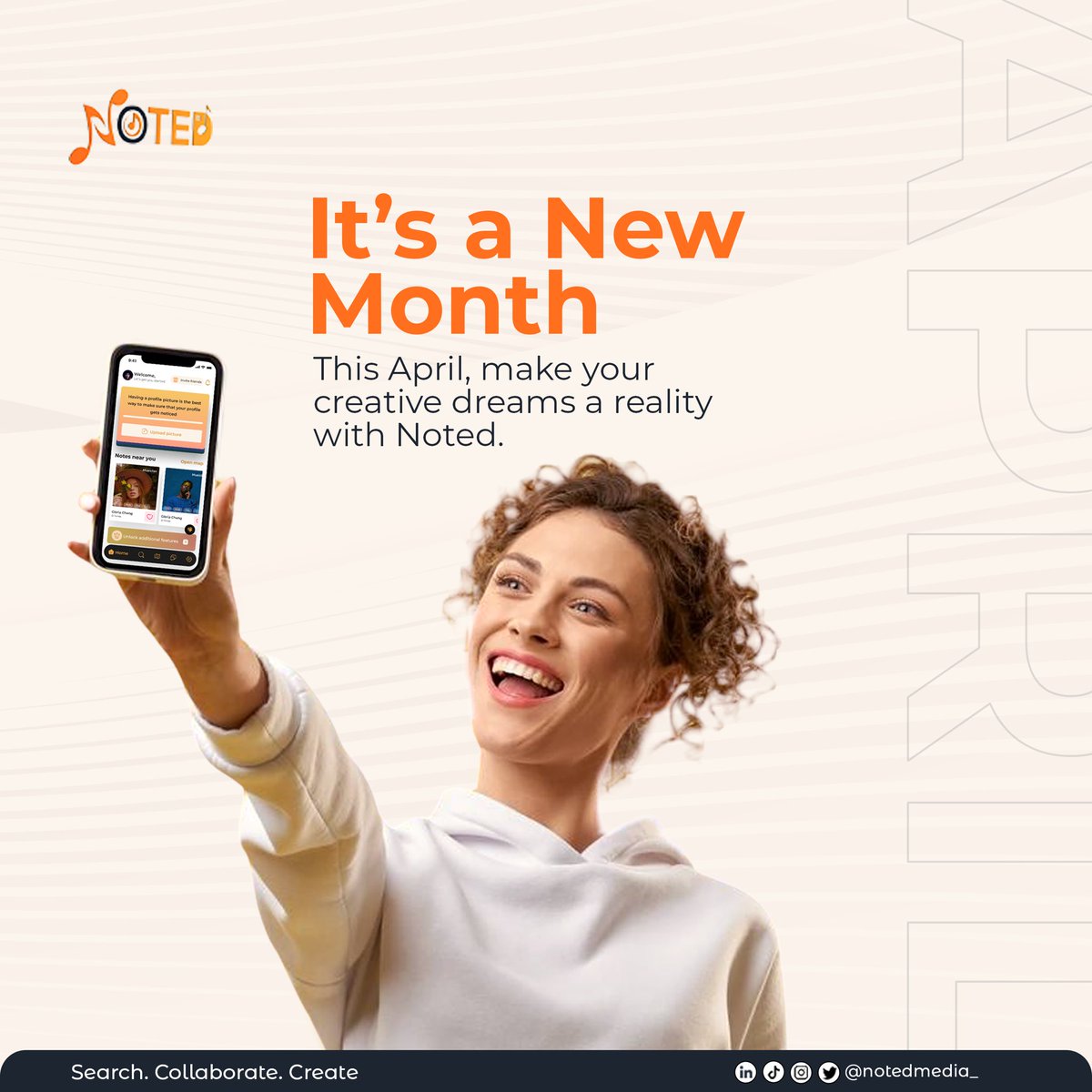 NotedMedia_'s tweet image. Happy new month from all of us at NOTED 🥳💃

#notedcreatives #collaboration #notedapp #creative #contentcreators #artists #florida