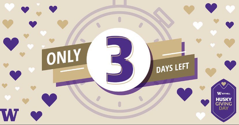UWBothell's tweet image. Husky Giving Day 2023 is just three days away! Which of the 12 funds available at uwb.edu/hgd inspires you? #uwbothell #huskygivingday2023