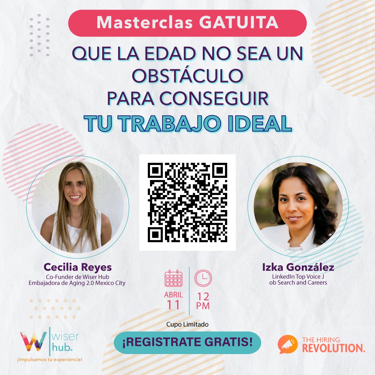 Descubre cómo tu #experiencia y #habilidades pueden ser una ventaja en el mercado laboral en nuestra #MasterclassGratuita "Que la #edad no sea un obstáculo para conseguir tu #trabajo ideal". ¡Regístrate ahora y consigue el trabajo que mereces! 👉 bit.ly/3MeC7Ub