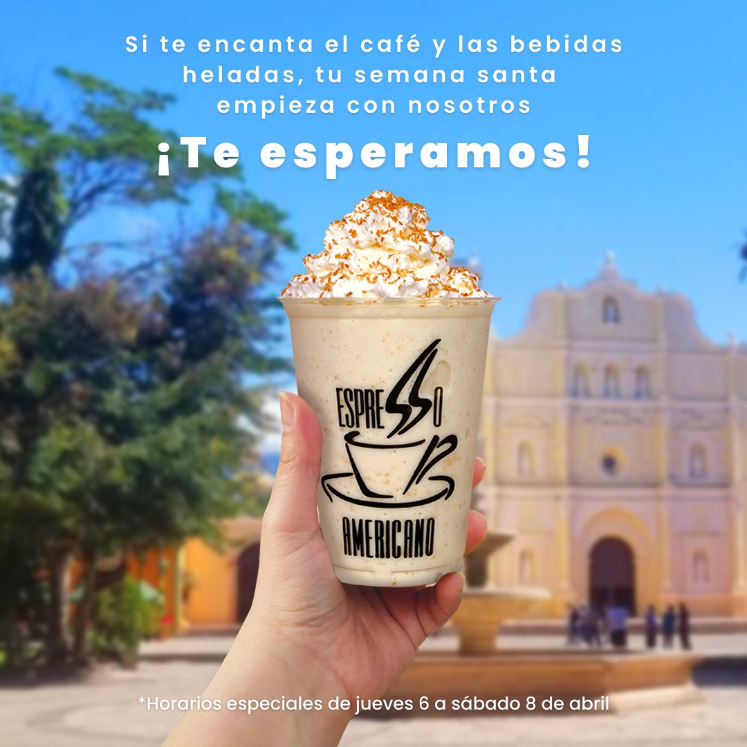 Si te encanta el café y las bebidas heladas, tu semana santa empieza con nosotros.📷📷¡Te esperamos!
*Horarios especiales de jueves 6 a sábado 8 de abril.
#espressoamericano #espressoapp #refrescateconea #RefrescateEsteVerano