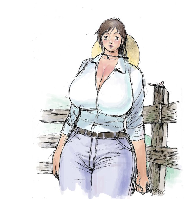 初めて会った、牧場やってる遠い親戚の同い年の娘.... 
みたいな絵。
I first met a girl the same age as me, the daughter of a distant relative who ranches..... Picture like that.
2002年のサイト扉絵 