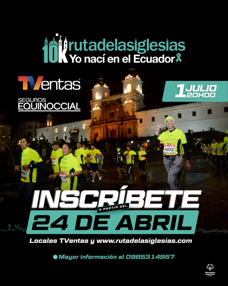 ¡Regresa La Ruta de las Iglesias 10k!  Nos vemos en la meta este 1 de julio del 2023. 😍

Inscripciones a partir del 24 de abril en cualquier local de TVentas a nivel nacional o en la página web 💻 rutadelasiglesias.com 💯

¿Y tú te vas a inscribir? 😎