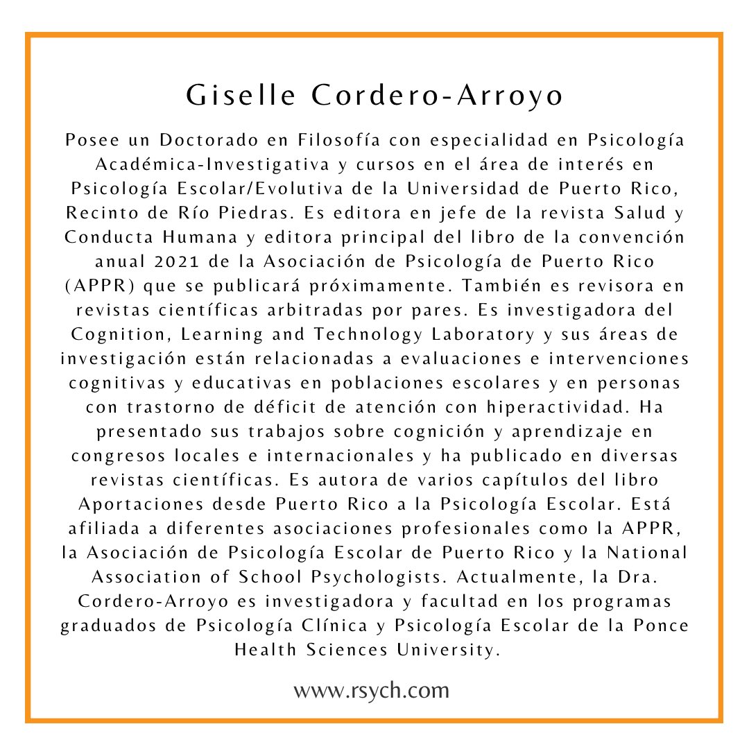 La Dra. Giselle Cordero es la editora principal de la revista Salud y Conducta Humana (SCH) y dirige el Consejo Editorial. Fungió como editora asociada de la revista en el 2022. Es profesora del Programa PhD en Psicología Clínica y el Programa MS en Psicología Escolar de la PHSU.