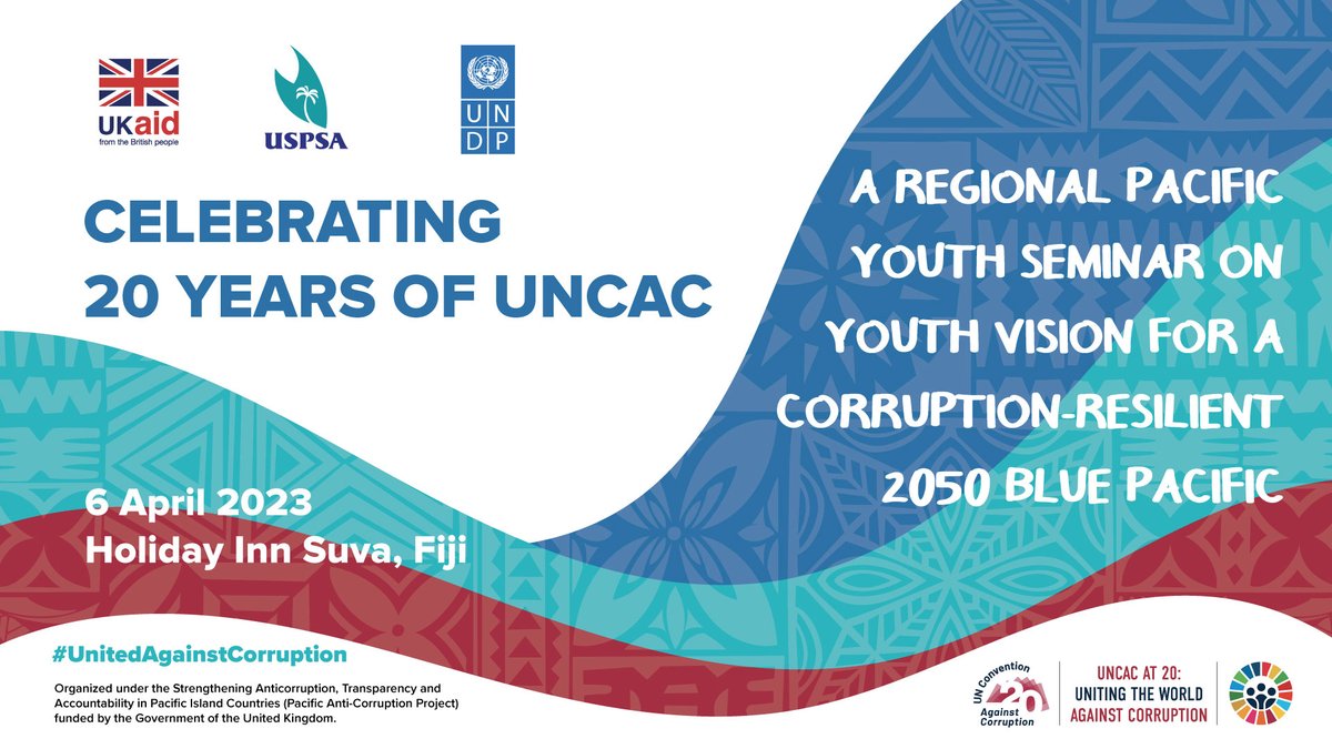 🎉Celebrating #UNCAC20, young changemakers are converging from across the entire #Pacific region to continue the dialogue on further advancing the Pacific youth #anticorruption movement. Stay tuned! #PacificYouthVision 👉🏾bit.ly/40c8ff6 w/ <a href="/USPSA_/">The USP Students’ Association</a> 

#PacificAct #SDG16