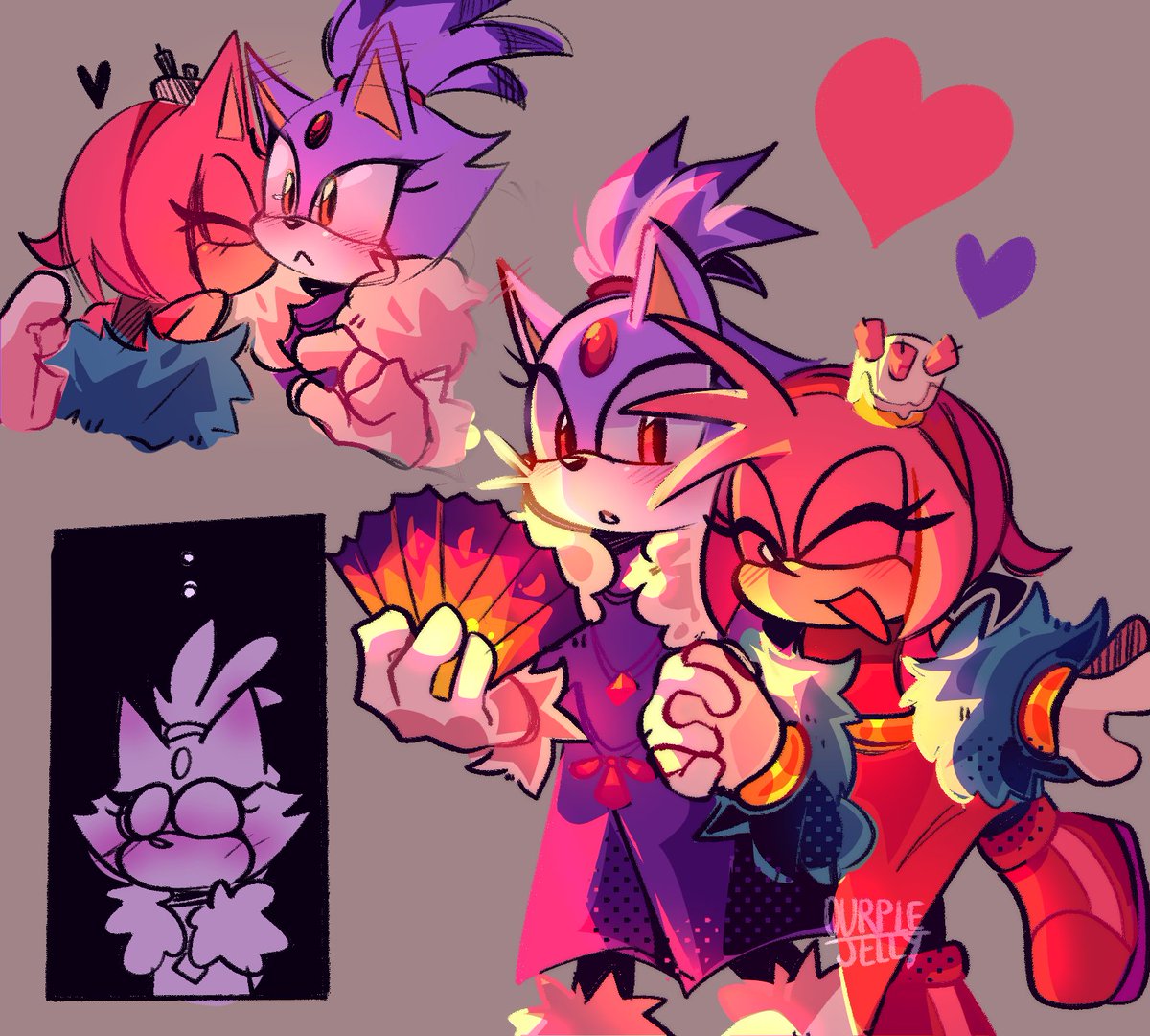 let's take. a moment to admire their outfits they're so pretty 
#TheMurderOfSonicTheHedgehog #blazamy #SonicTheHedgehog