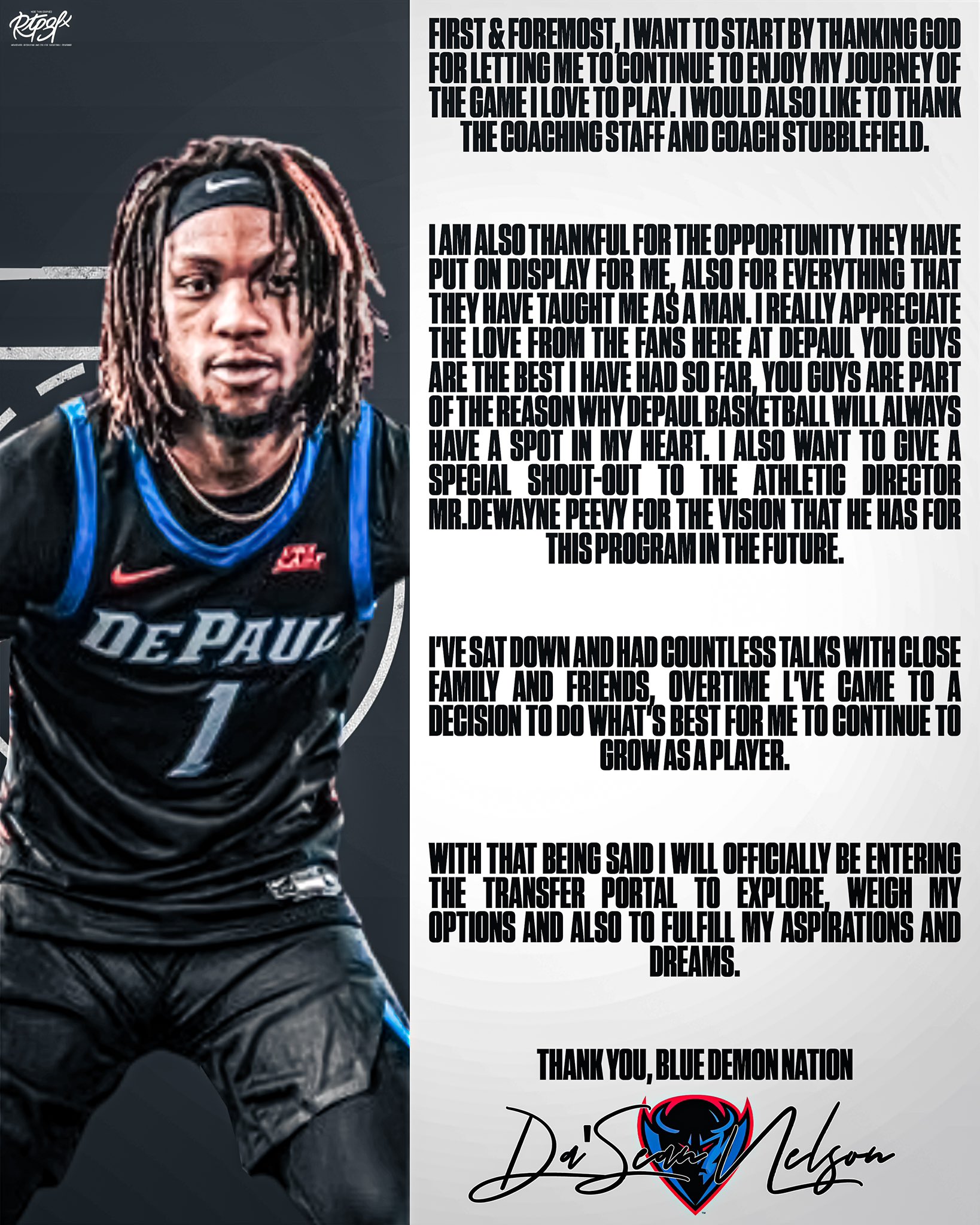 Verbal Commits on Twitter "DePaul F Da'Sean Nelson has entered the