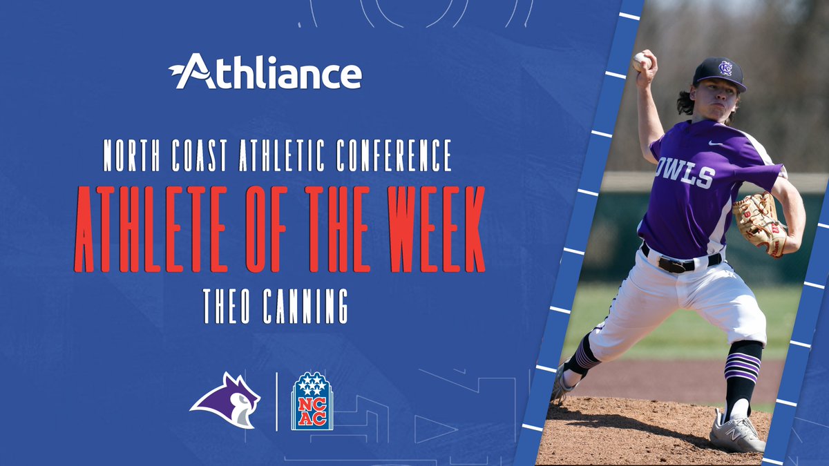 NCAC's tweet photo. NCAC Baseball Pitcher of the Week

Theo Canning @KenyonSports https://t.co/uRth44boy6
