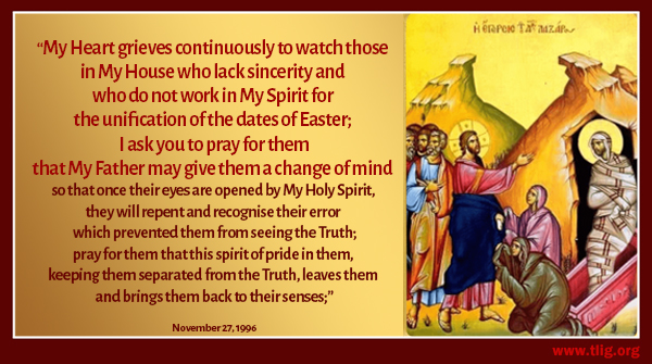 TrueLifeinGod's tweet photo. Yesterday was Palm Sunday for Catholics and the Raising of Lazarus for Orthodox. Jesus Himself is asking ALL of us to please PRAY for the Unification of the Dates of Easter! Please read this message: https://t.co/J5PM8UwANE #UnifiyTheDatesOfEaster #OneDate https://t.co/eD55MN9qkx