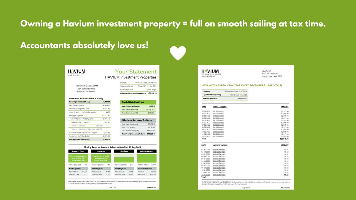100% comprehensive info and transparency are what we do.
.
The monthly statements and tax buddies we provide to all Havium property owners truly make tracking their investment portfolios feel like a breath of fresh air.
.
#investmentproperty #rentalproperty #1031exchange
