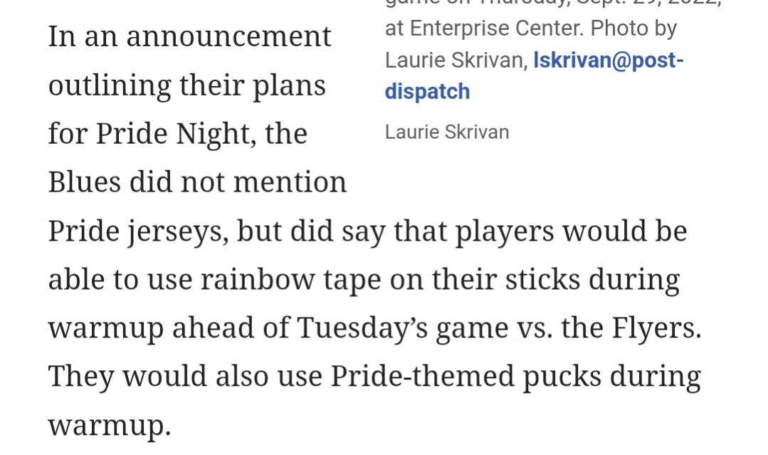 Saqvari's tweet photo. @stltoday To everyone getting all bent out of shape, the Blues are still honoring Pride Night. Reading before opening your mouth does absolute wonders. https://t.co/lzF85IqMMP