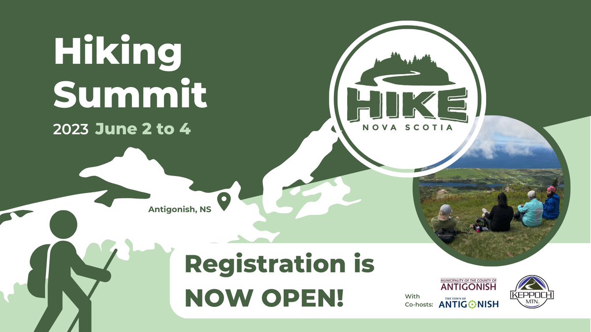 HikeNS's tweet photo. NS #HikingSummit June 2-4 in #Antigonish with co-hosts @HikeNS, @Keppoch_Trails, @AntigonishTown, @AntigonishCo and sponsors @Atlantickspray &amp; #DairyFarmersNS. Learn more &amp; register: https://t.co/vxZ7Xq6r9H. https://t.co/rnjxHGLEEQ