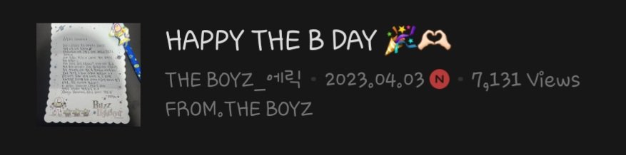 THEBOYZPHL's tweet photo. [💌] 230403 THE BOYZ Official Fancafe Update

Eric posted on Fancafe!

🔗https://t.co/nij4al0qzV

#HappyTheBDay #5th_Spring_With_TBZ https://t.co/WhAkHX9xpF
