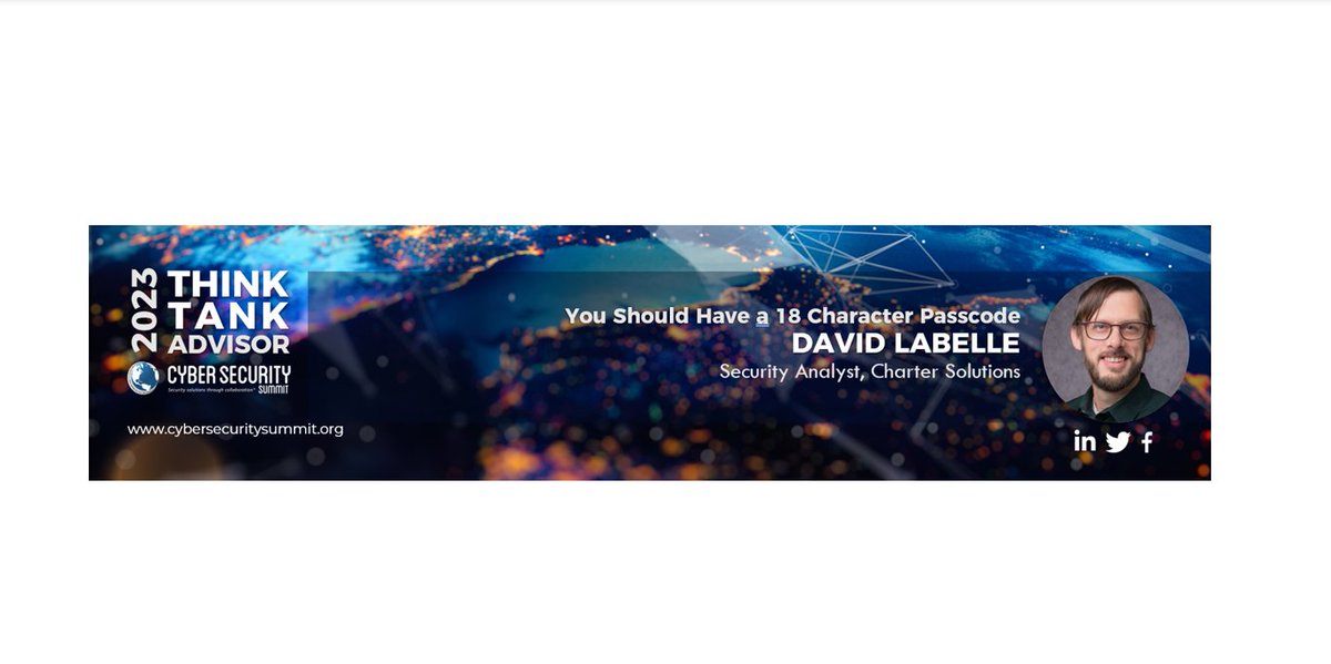 CyberSummitIntl's tweet image. If you think you are safe with your craftiest 8 character passcode, THINK AGAIN, shares David La Belle, today's blogger.
cybersecuritysummit.org/2023/04/03/dav…
@CyberSummitintl | cybersecuritysummit.org
#cybersecurity
#cybersummit
#cyberblog
#passwordsecurity
#passwordmanagement
