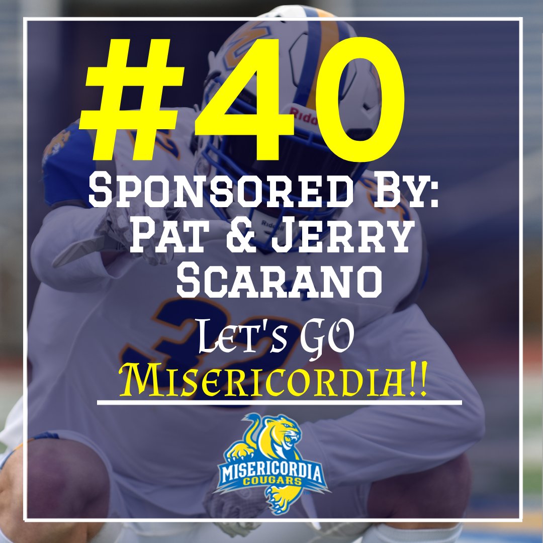 MUCougarsFB's tweet photo. @MUCougars @Coach_McCrann @K_Price73 @Coach_Cottle @Zach5Orzell @CoachRGaskins2 @JaretJystad @MisericordiaHFC @MisericordiAlum Thank You to Pat &amp; Jerry Scarano for your sponsorship of #⃣4⃣0⃣ JR DL Jared Cadavero (@cadaverojared) 

If you are interested in sponsoring a uniform click here Misericordia University Football Jersey Sponsorship Form https://t.co/tAI0LJ3yJv https://t.co/4rhWTir6bs