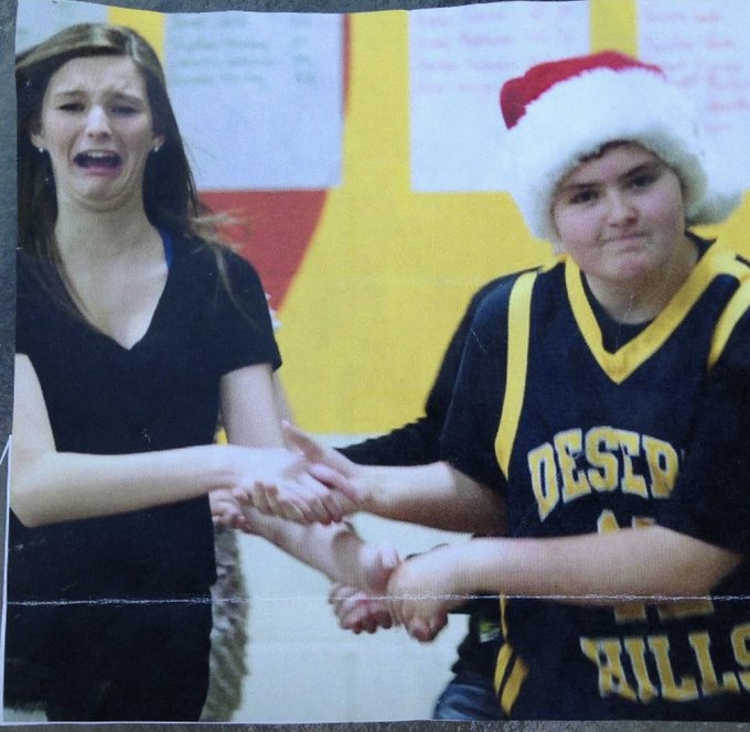 In seventh grade the school photographer came to take pictures of us square dancing. I took advantage