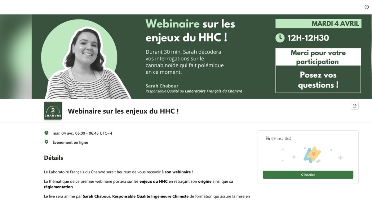 Le #HHC vous intéresse?
Faut pas rater la totale demain à midi!

Pour s'inscrire, c'est par ici:
mbe.io/HHC-vu-par-Sar…