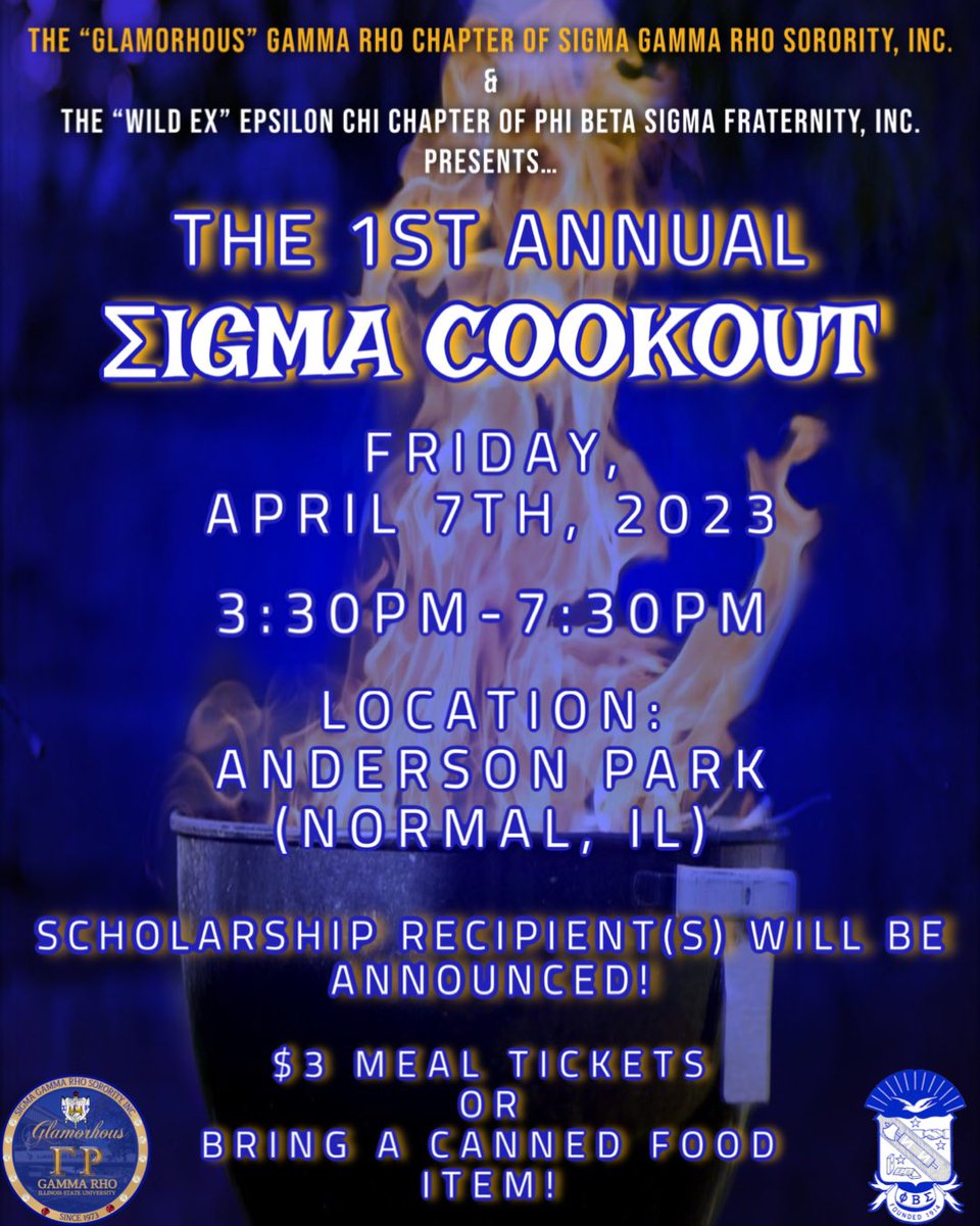 Sigma_GammaRho's tweet photo. Don’t forget to attend our 1st Annual “Σigma Cookout” this upcoming Friday, as we collaborate with the Men of the “Wild EX” Chapter of Phi Beta Sigma Fraternity, Inc, along with other organizations💙! @ISU_Sigmas 

We hope to see everyone there🤩! https://t.co/mXGiaOgDPc