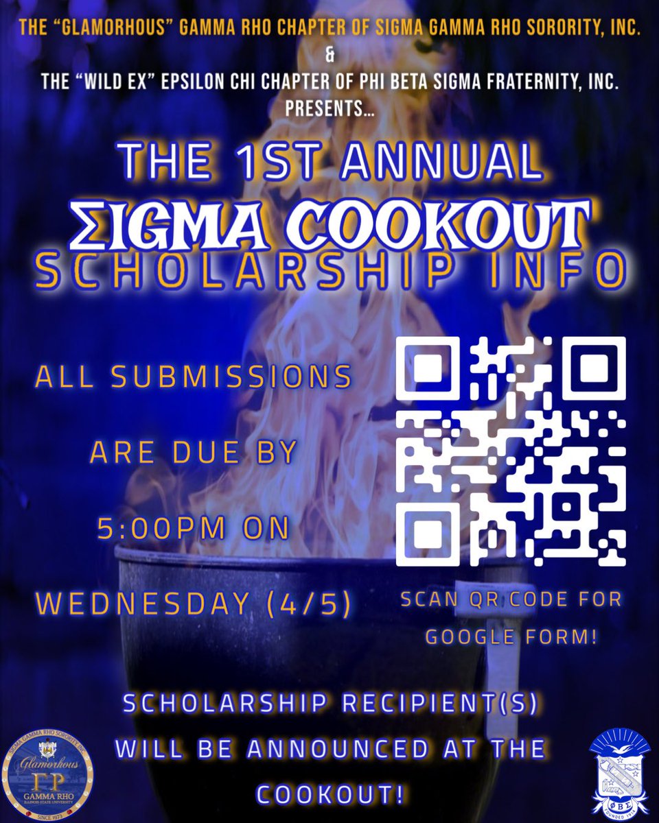 Don’t forget to attend our 1st Annual “Σigma Cookout” this upcoming Friday, as we collaborate with the Men of the “Wild EX” Chapter of Phi Beta Sigma Fraternity, Inc, along with other organizations💙! <a href="/ISU_Sigmas/">IllinoisState Sigmas</a> 

We hope to see everyone there🤩!