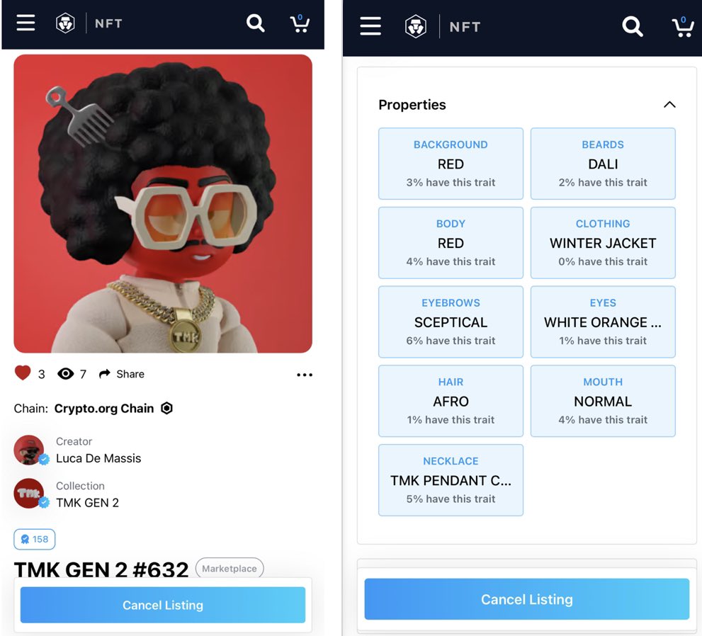 dogethecount's tweet photo. Showcasing my beautiful @TMKNFT gen2 kiddo on @cryptocomnft
Rank 158 baby!
9 traits
0% winter jacket 1/18
1% white orange sunglasses 1/47
1% Afro hair 1/71
Make me an offer I canβt refuse π«‘
https://t.co/SLZLobPxz7
#rarenft
#tmkgen2
#tmknft
#tmk
Letβs goooo! https://t.co/PbSVTt1u6N