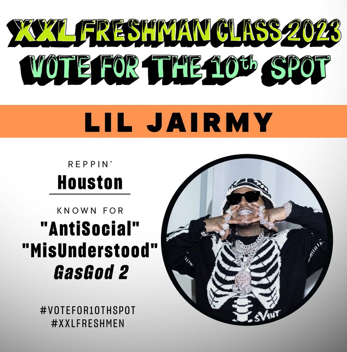 GasGang_Ent's tweet photo. Vote Lil Jairmy for @XXL Freshman Class 2023 10th spot!!!! ⛽️💨

🔗 Vote here: https://t.co/14iuQr8ghH https://t.co/i1h3QpUJkl