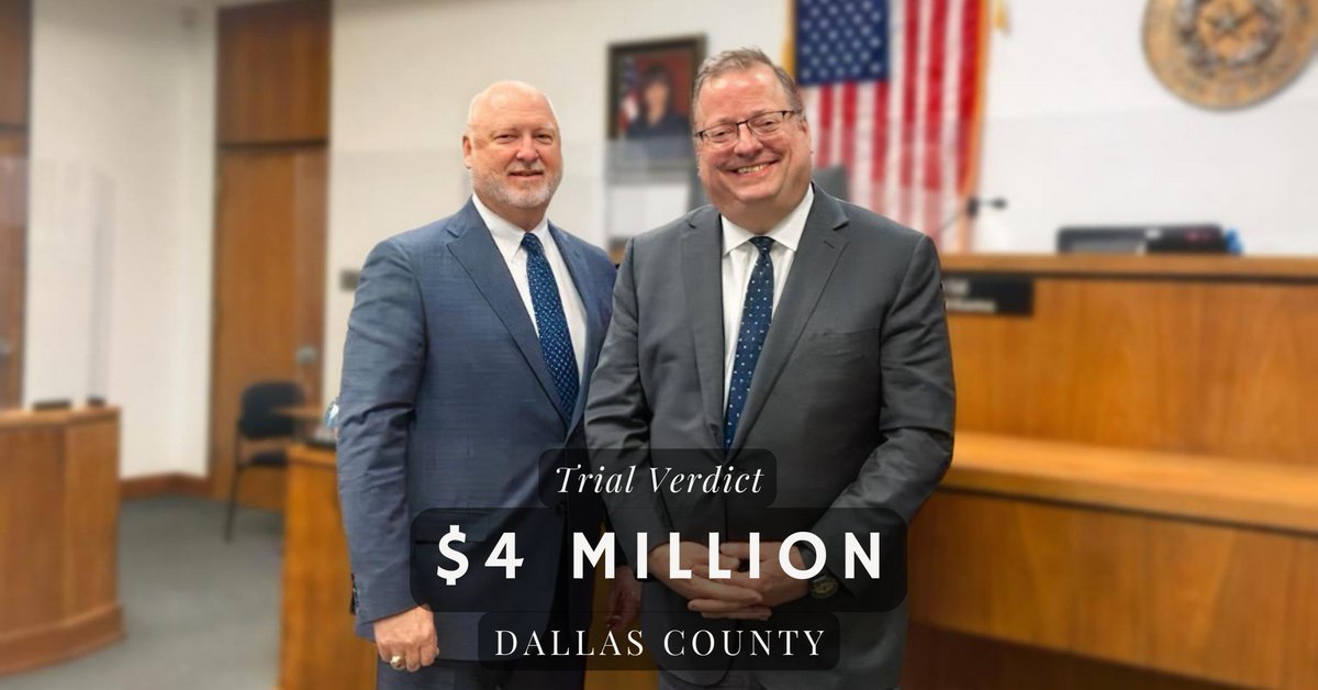 Congratulations to Frank Weedon, Jeff Heck, and Melanie Hankins on obtaining a $4 million jury verdict in Dallas County for our client. Our client was seriously injured in an oilfield accident. We are proud of this team for securing such an outstanding result for our client!