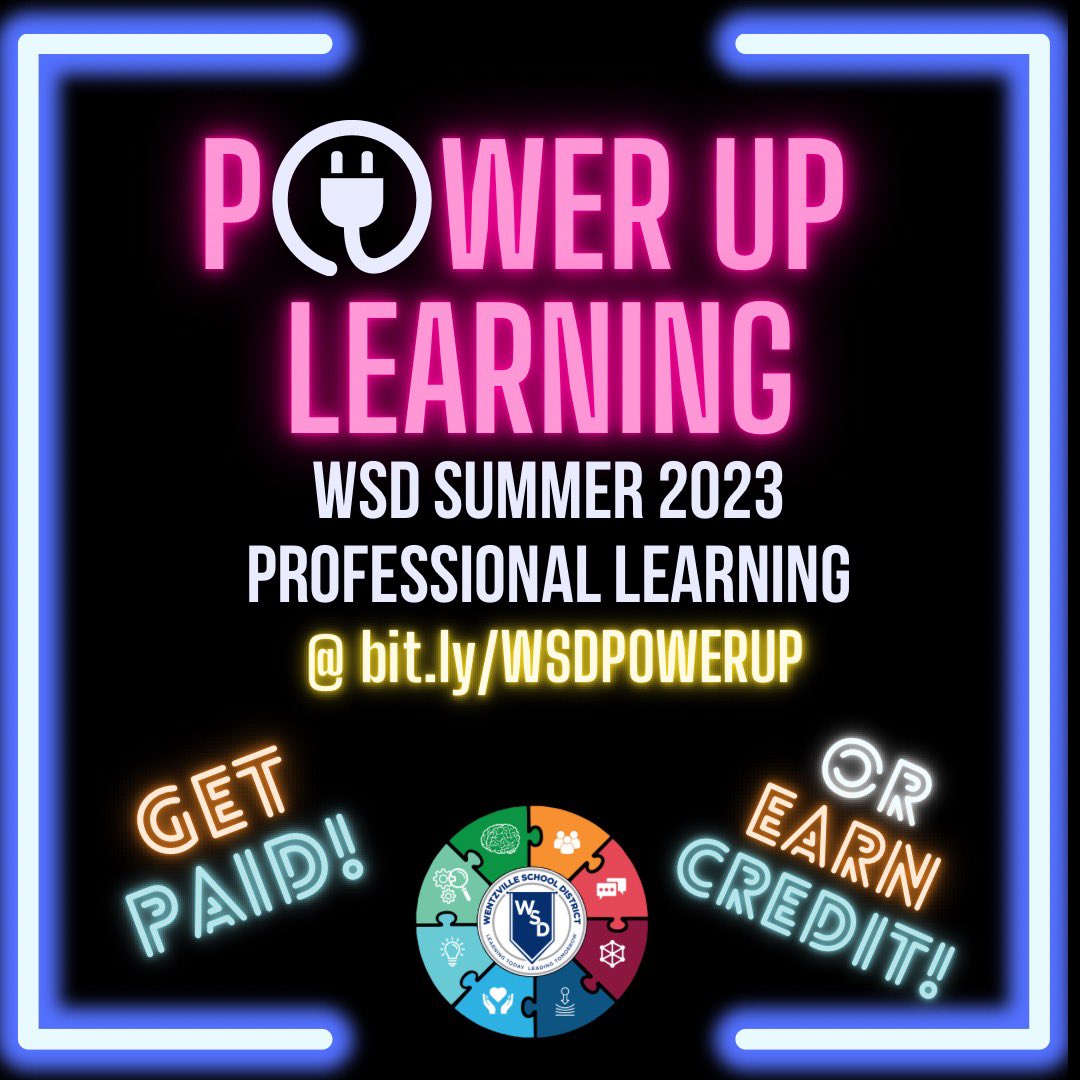 It’s timeeeeee!!! Sign up to 💰GET PAID💰 or 🎓EARN CREDIT🎓 this summmer through WSD’s #PowerUpLearning summer series. 

#WSDPowerUp
#WSDLevelUpLearner #wsdlearns
#WeAreWentzville
#EmpowerAllLearners
