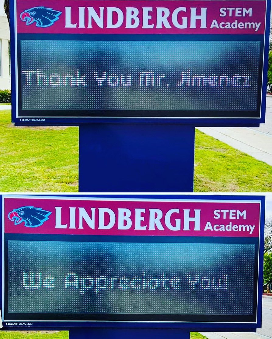 Happy #assistantprincipal week to our amazing AP, Mr. Jimenez! We are so thankful for all you do for our school community! 🦅❤️🤍💙🦅

#TogetherWeRise #LindberghEaglesSOAR 
#ProudToBeLBUSD