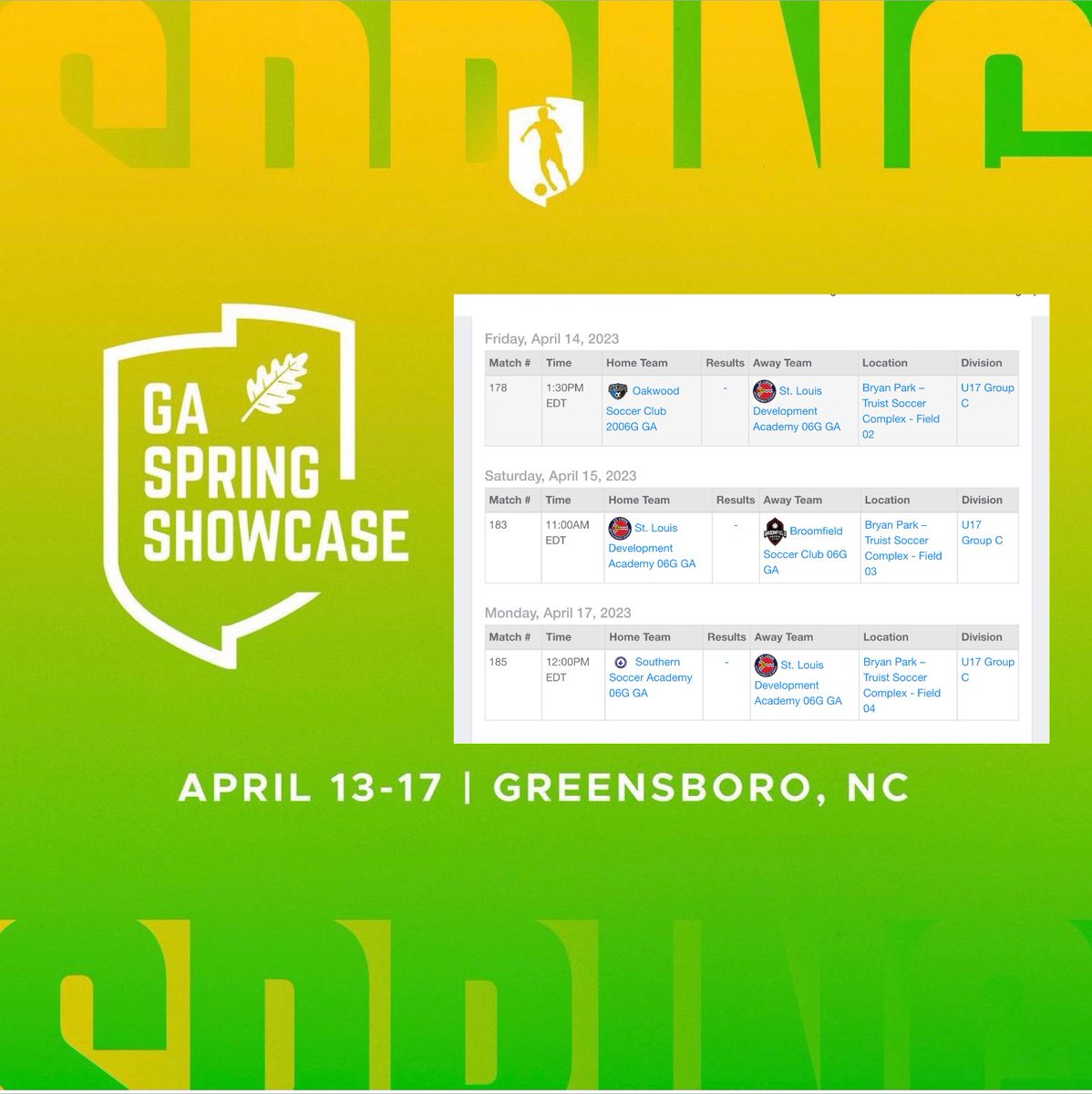 On the countdown! 🔜Ten days until the @GAcademyLeague #GASpring showcase in Greensboro, NC. 🔥Let’s go U17 STLDA@!! @STLDevAcademy @ImYouthSoccer @ImCollegeSoccer @06Sporting