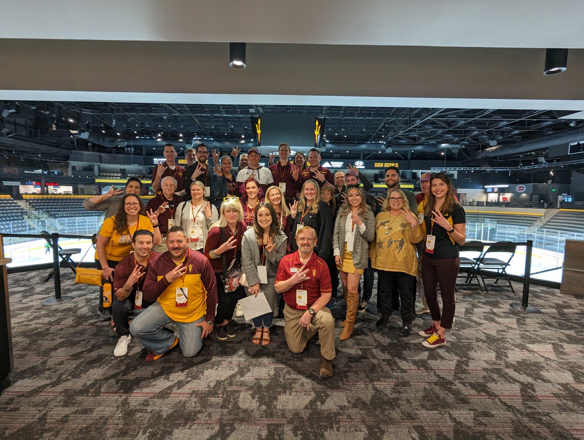 ASU_Alumni's tweet photo. We assembled our alumni chapter leaders from across the country for a weekend of learning, touring new buildings like the Mullett Arena and ASU MIX Center, meeting with Coach Dillingham and enjoying that special Sun Devil camaraderie that comes from reuniting with fellow alumni! https://t.co/vkn3vMN03Y