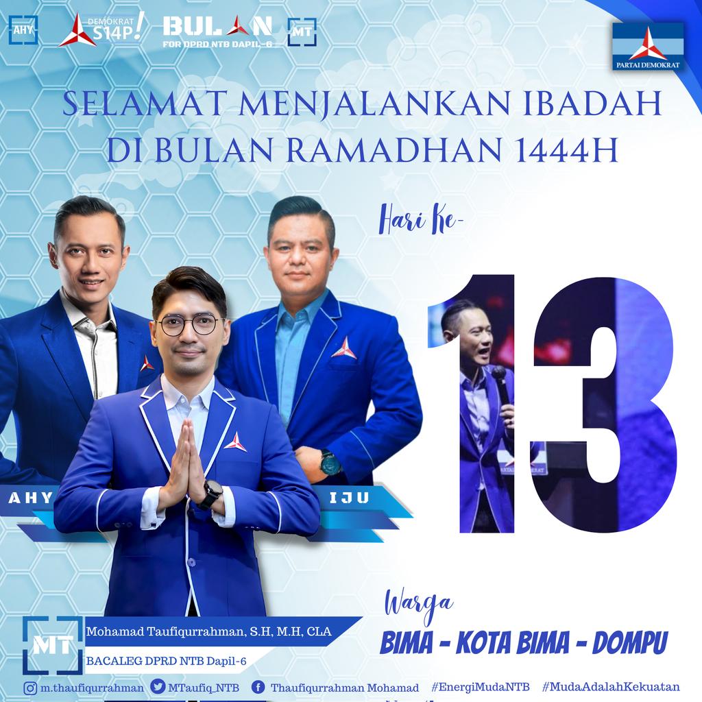 MTaufiq_NTB's tweet photo. Semangat Ramadhan Hari Ke-13 Tuips #EnergiMudaNTB #MudaAdalahKekuatan #DemokratS14P #DemokratNTBS14P
#dprdntb #dapil6 #AHY #MT https://t.co/Yn21xOn9Lu