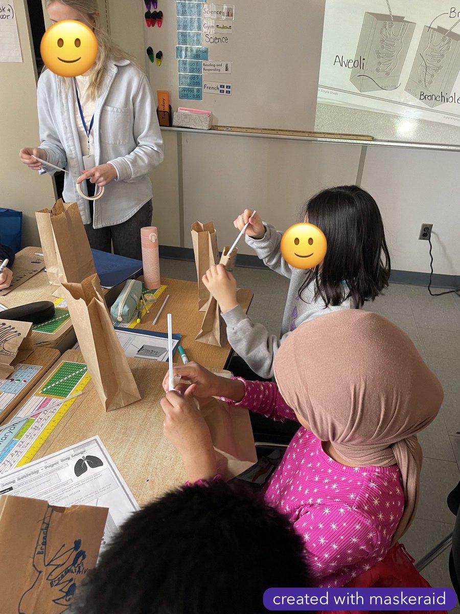 MJS_teach's tweet image. Today students in portable 9 build paper bag lungs to help them visualize and understand more about the respiratory system! Way to go Miss Taylor!