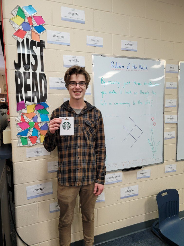 ErinCar03295234's tweet photo. Congratulations to Tanner and Dylan who won the Problem of the Week draw! Enjoy your $20 Starbucks gift cards ๐ The new problem for the week is up, @SPCSSFalcons ! Come to the Commons to try the question and get a ballot for Aprilโs draw โ๏ธ
#mathinthelearningcommons #MathisFun https://t.co/I5rdzcir3c