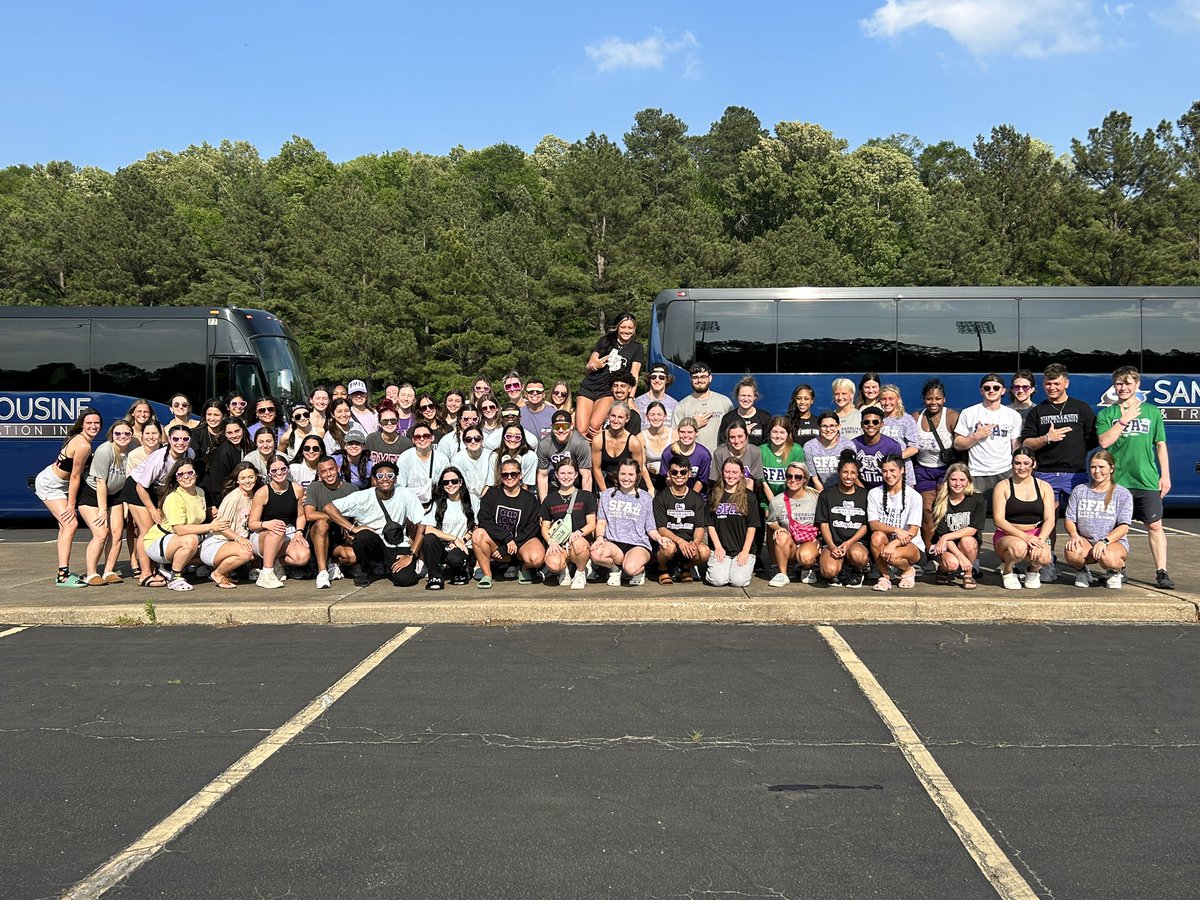 SFA_Dance_Team's tweet photo. We’re on the bus! We will see you in Daytona tomorrow 💜🌴

#AxeEm x #RaiseTheAxe https://t.co/Q9mt7cxKv9
