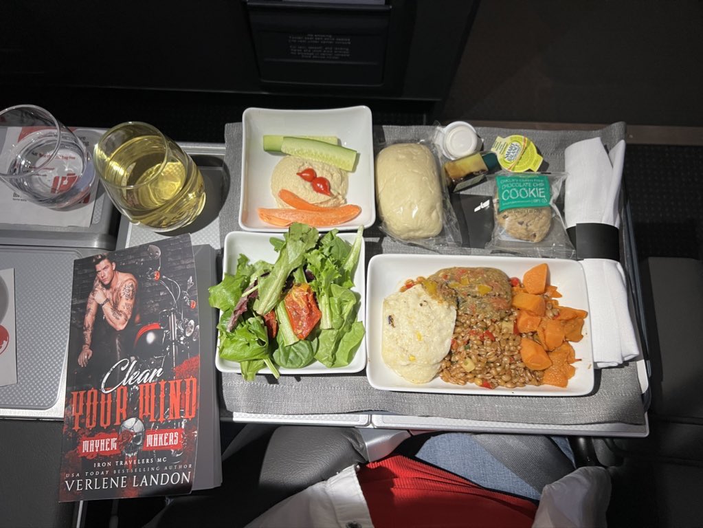2 in a row. <a href="/AmericanAir/">americanair</a> got me a #vegan meal for the flight home too. Thanks for making my trip to and from Florida tasty. PS, this flight crew rocks too. #authorlife