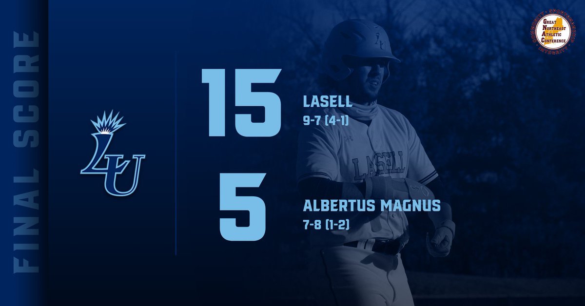 LasellBSB's tweet photo. Lasers take Game 1 // Final score: Lasell 15 - Albertus Magnus 5

Connor Freitas // 3-3 3 RBIs 
Chris Bulk // 1-2 3 RBIs 
Bryan Baumann // 2-5 3 RBIs https://t.co/KRHTqiehwX
