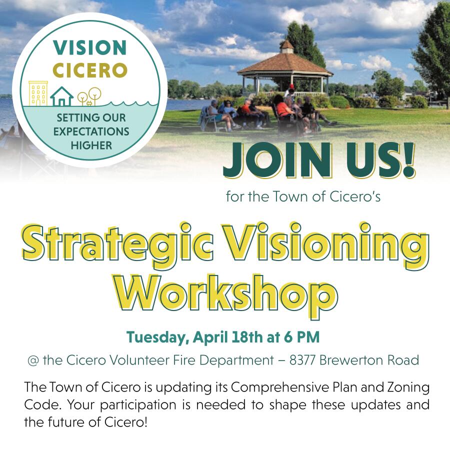 OneidaLakeVRA's tweet photo. The Town of Cicero announced the first Comprehensive Planning meeting is April 18 at 6 pm. We know that #VacationRentals are on the agenda. Show up to make sure the town knows that bans are unacceptable! #STRs #NoBan #CivicEngagement https://t.co/10ejEjAkSI
