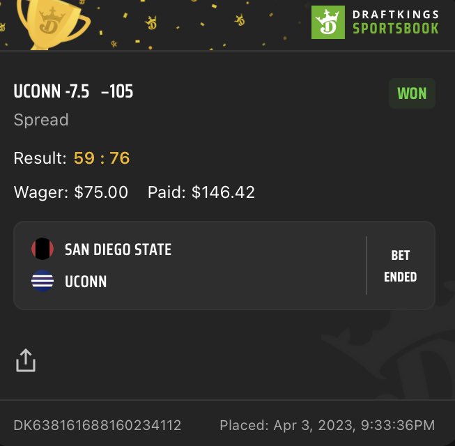FishyBets's tweet photo. @RandallKBets Cashed in on that DK live bet promo 🤙 https://t.co/gDjG4gYmvT