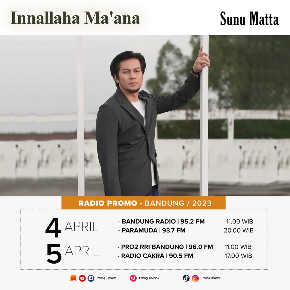 #RealAccount Pelangi Records (@pelangirecords_) on Twitter photo ๐ป Dengerin & ikuti keseruannya
Bersama radio-radio di kota Bandung, hari ini dan besok, radio promo "Innallaha Ma'ana <a href="/sunumatta/">sunu matta</a> .Cek info detail di flyer ๐ .
.
๐ป <a href="/bandungradio952/">95.2 Bandung Radio</a> <a href="/ParamudaRadio/">Paramuda Radio</a> <a href="/pro2bdg/">RRI PRO2 BANDUNG</a> <a href="/CAKRA905FM/">CAKRA 905FM BANDUNG</a>
.
#RadioPromo #InnallahaMaana
#SunuMatta #RadioBandung ๐ป Dengerin & ikuti keseruannya
Bersama radio-radio di kota Bandung, hari ini dan besok, radio promo "Innallaha Ma'ana <a href="/sunumatta/">sunu matta</a> .Cek info detail di flyer ๐ .
.
๐ป <a href="/bandungradio952/">95.2 Bandung Radio</a> <a href="/ParamudaRadio/">Paramuda Radio</a> <a href="/pro2bdg/">RRI PRO2 BANDUNG</a> <a href="/CAKRA905FM/">CAKRA 905FM BANDUNG</a>
.
#RadioPromo #InnallahaMaana
#SunuMatta #RadioBandung