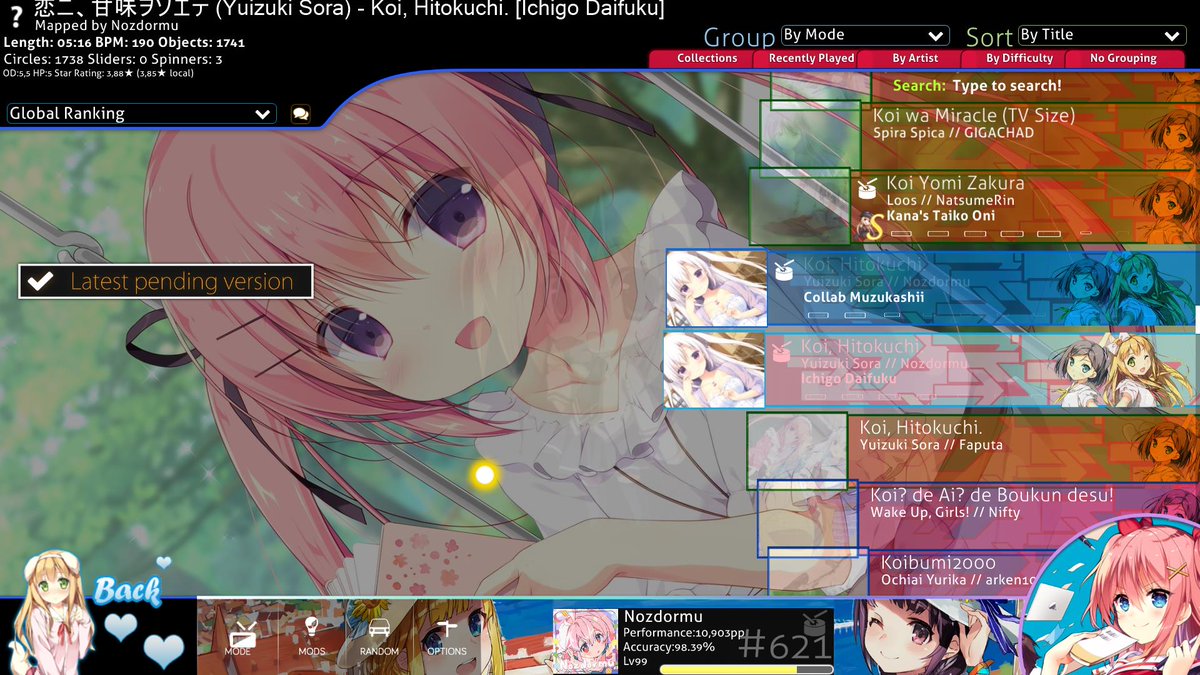 New beatmap, 5 min full size VN set with 2 difficulties, swing oriented! Muzukashii is a collab between me and @FlamieJack (SergoM4444) Last diff is for TART3 QF (DT1) osu.ppy.sh/beatmapsets/19…