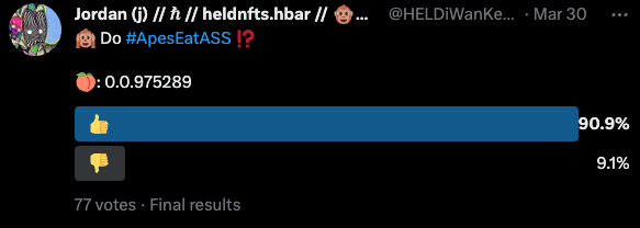 HELDiWanKenHODL's tweet photo. π Survey Says π
π #ApesEatASS π
#HBARNFTs #HaveAGoodTrip #NFA #MemeCoinSpring #FreeValulessShit #DONOTBUY #NFA #EarnItDontBuyIt @GoodTripApes https://t.co/f7YSkpFGBI #NFA #DONOTBUY #NSFWMemeCoins #NSFWMemes #ShittyComedy #LFGROW π https://t.co/qs2WSB8wyr