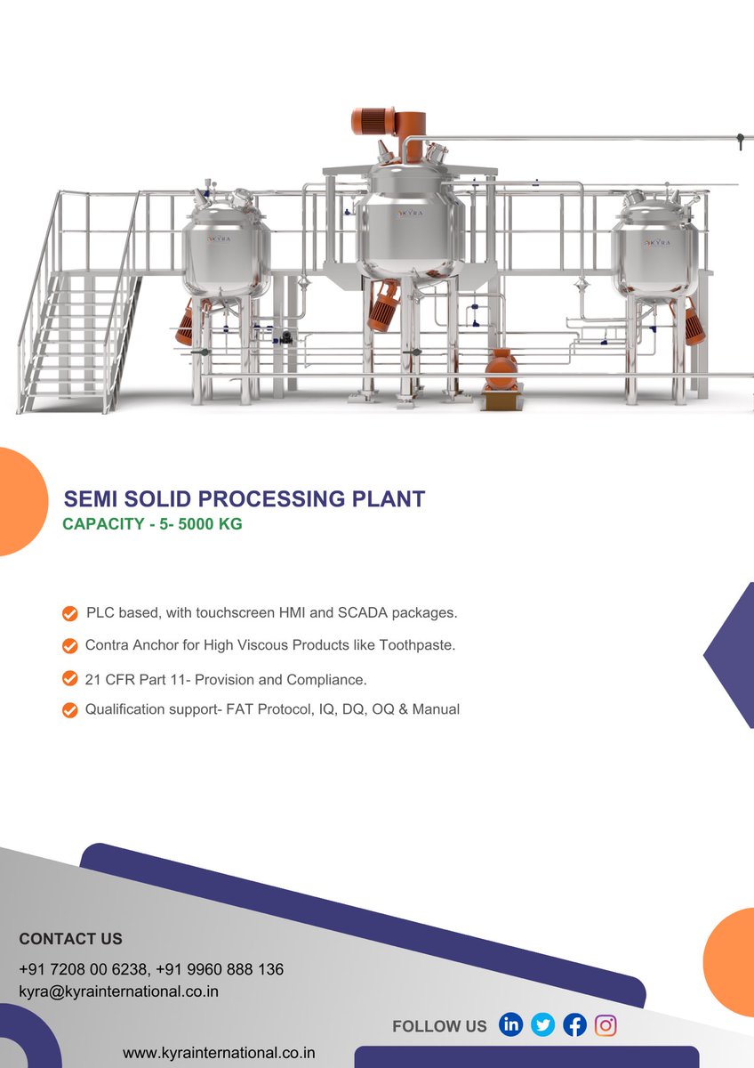 LtdKyra's tweet photo. Semi Solid Processing Plant
#Semisolid #processingequipment #machine #processingplant #cream #ointment #gel #lotion #eydrop #shampoo #Toothpaste #cosmetics #ointmentplant #creammanufqcturingplant #pharmaceuticals #herbals #cosmetic #Drugsmanufacturing #preparationvessel https://t.co/f5QN8g9aAn